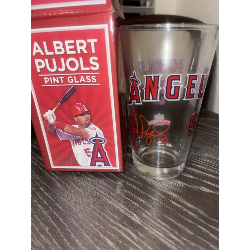 ALBERT PUJOLS #5 PINT GLASS LOS ANGELES ANGELS ANAHEIM 8/1/13‎ SGA FARMER JOHN